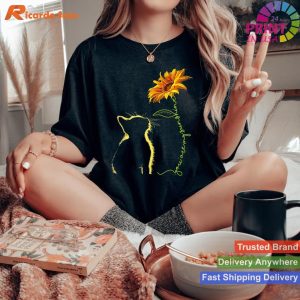Cat with Sunflower Kitten - Playful Tee for Men and Women