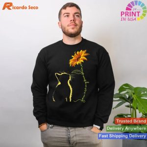 Cat with Sunflower Kitten - Playful Tee for Men and Women