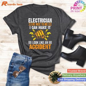 Cool Lineman Gag Funny Electrician Quote T-shirt for Men