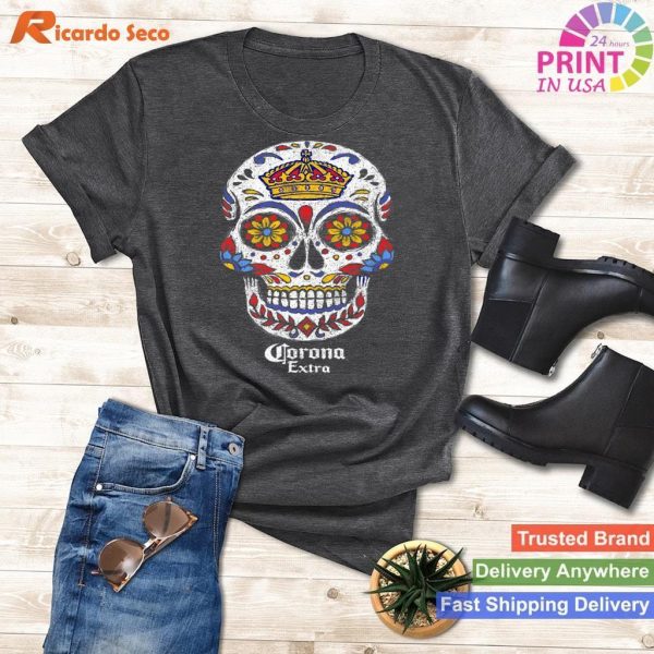Corona Extra Sugar Skull Premium T-shirt Stylish Skull Design