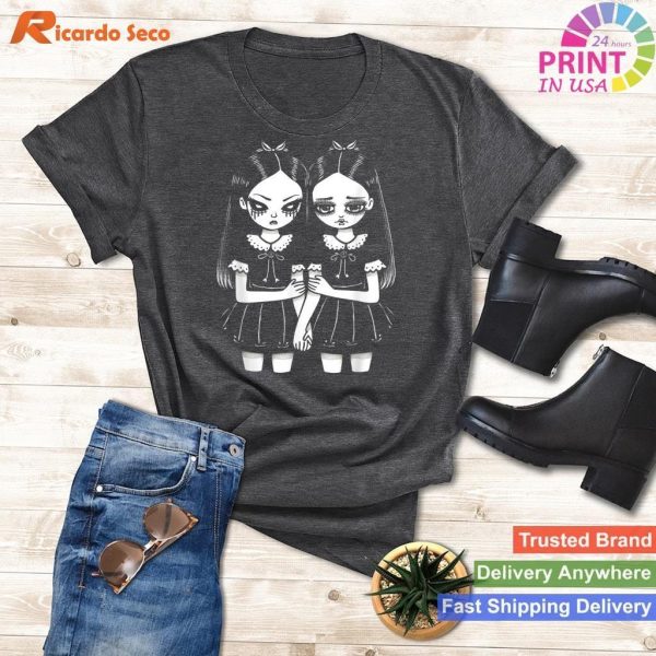 Creepy Cute Revenge Sister Twins Tee Lurking in the Dark Halloween Shirt