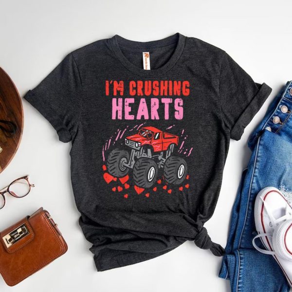 Crushing Hearts Monster Truck Valentine is Tee for Toddlers