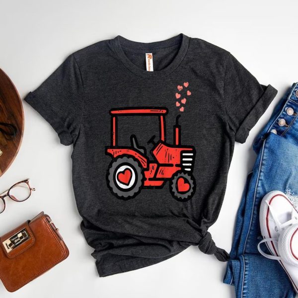 Cute Farm Tractor Kid Valentine is Day Tee for Boys & Toddlers