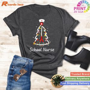 Cute Merry Christmas School Nurse Stethoscope Tree Apparel