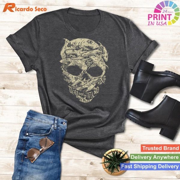 Disney Pirates Shark Skull T-shirt Swashbuckling Style with a Pirate Skull