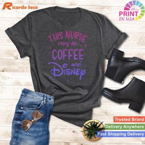 Disney This Nurse Runs On Coffee And Disney Gradient Logo Shirt