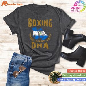DNA of a Fighter Boxing is in my D-N-A Nicaragua Flag Boxing Gloves T-shirt