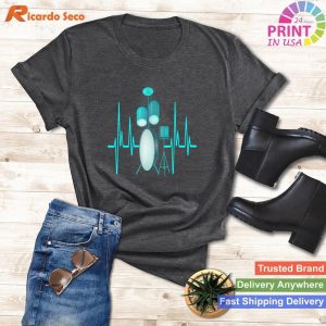 Drummer Drums Heartbeat Drumstick Drumset Music Lover T-shirt