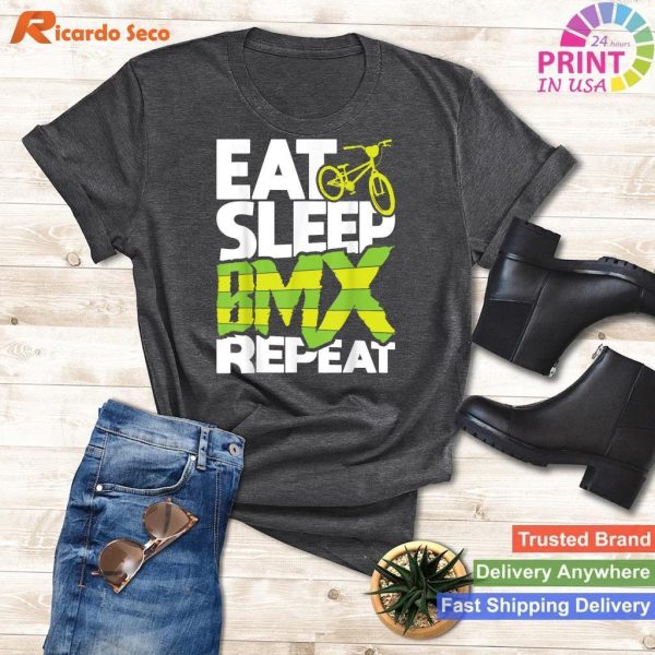 Eat Sleep Bmx Repeat - Funny Bmx Rider Bicycle Motocross T-shirt