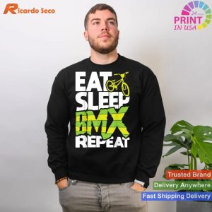Eat Sleep Bmx Repeat - Funny Bmx Rider Bicycle Motocross T-shirt