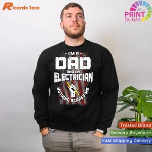 Electrician Dad Unique Back Design T-Shirt for Repairmen