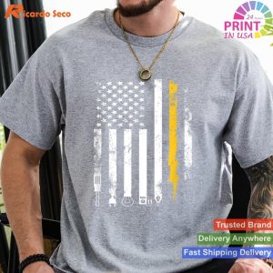 Electrician US Flag T-Shirt with Electricians Tools Design