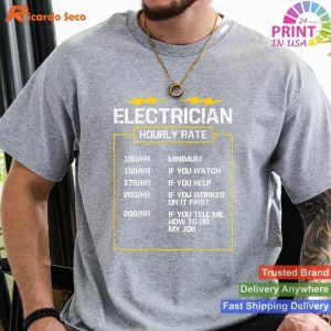 Electrician's Hourly Rate Funny Electrical Engineering T-Shirt