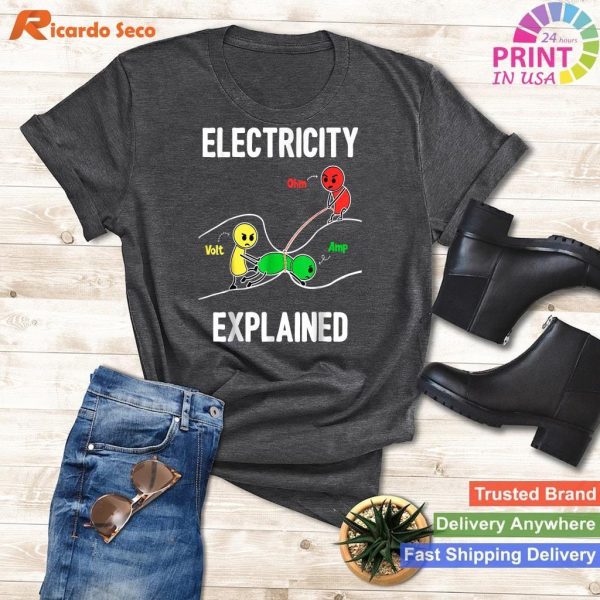 Electricity Explained with Humor Ohm, Volt, Ampere Electrician T-Shirt