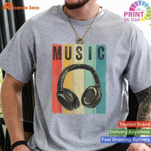 Electronic Music Lover DJ Gift Vintage Retro Headphones T-shirt