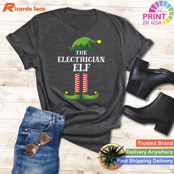 Family Group Electrician Christmas Party Elf Matching T-Shirt