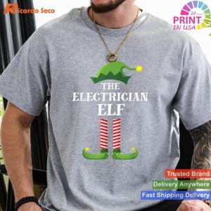 Family Group Electrician Christmas Party Elf Matching T-Shirt