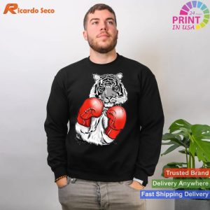 Funny Boxing Tiger With Red Gloves Kids Adults T-shirt