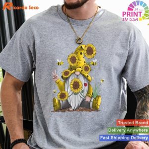 Funny Hippie Gnome - Sunflower Gnome with Bee