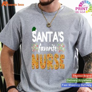 Funny Nurse T Christmas Shirt Santa's Favorite Nurse Apparel