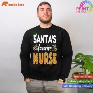 Funny Nurse T Christmas Shirt Santa's Favorite Nurse Apparel