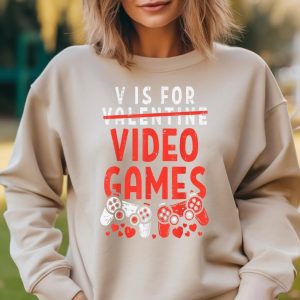 Gamer is Valentine V Is For Video Game Funny Tee for Boys & Men