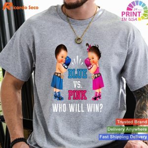 Gender Reveal Blue vs Pink Ethnic Boxing Babies T-shirt