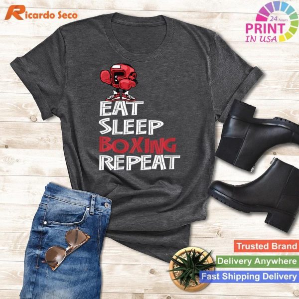Gifts of Routine Eat Sleep Boxing Repeat Shirt Gifts for Boys and Men T-shirt