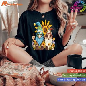 Gnome Love - Cute and Funny Gnome Hippie Sunflower Peace Love Shirt