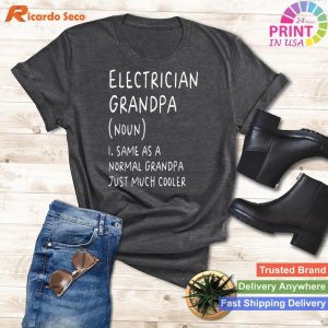 Grandpa Electrician Definition Humorous T-Shirt for Electricians