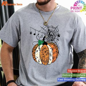 Halloween Pumpkin Music Symbols Music Teacher Halloween T-shirt
