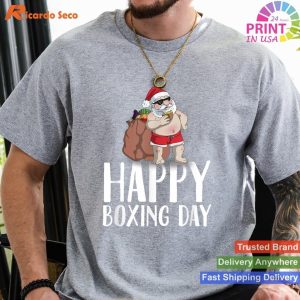 Happy Boxing Day Santa Claus Glasses Christmas Box T-shirt