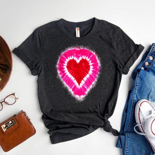 Heart Tie Dye Magic Red & Pink Valentine is Day Tee for All Ages