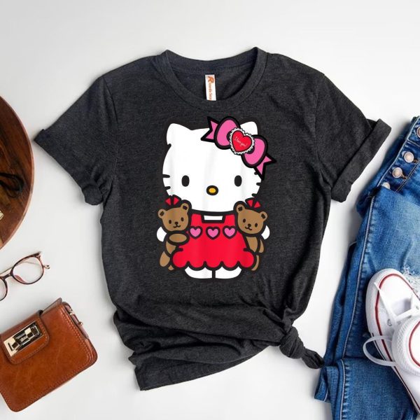 Hello Kitty & Valentine Teddy Bear A Cute Tee for Love Day