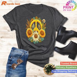 Hippie Daisy Peace Sign Retro Flower - Sunflower Lovers' Groovy Shirt