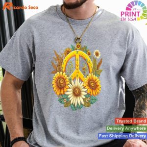 Hippie Daisy Peace Sign Retro Flower - Sunflower Lovers' Groovy Shirt