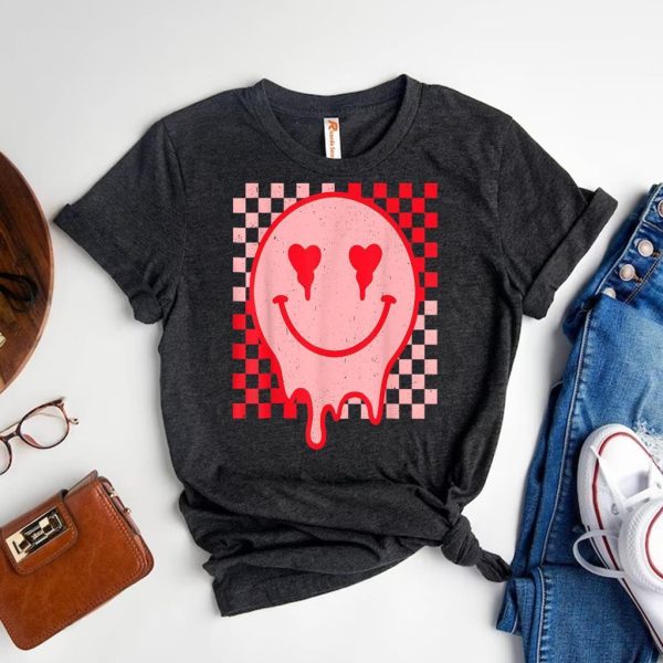 Hippie Heart Retro Groovy Valentine is Day Funny Matching Tee