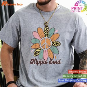 Hippie Soul Peace Sign Sunflower - Retro 70s 80s Costume Tee