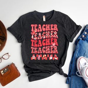Hippie Sweet Heart Teacher A Valentine is Day Tee for Women in Teaching