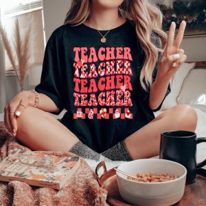 Hippie Sweet Heart Teacher A Valentine is Day Tee for Women in Teaching