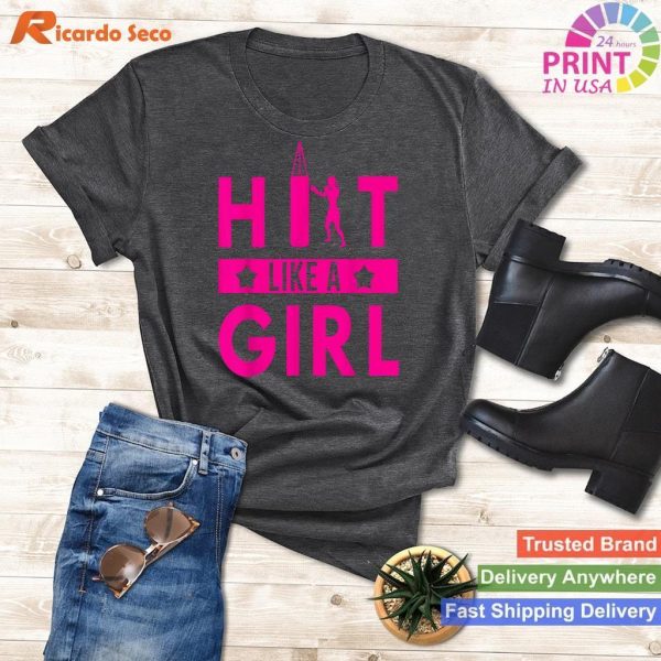 Hit Like A Girl Punching bag Boxer Boxing Quote T-shirt