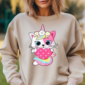 Hugging Heart Kitty Valentine is Day Cute Cat Love Tee