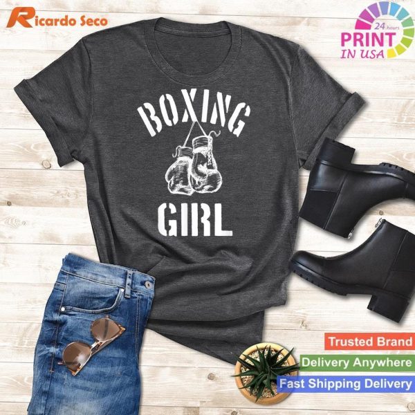 Humorous Vibes Funny Boxing Girl Boxing Gloves T-shirt