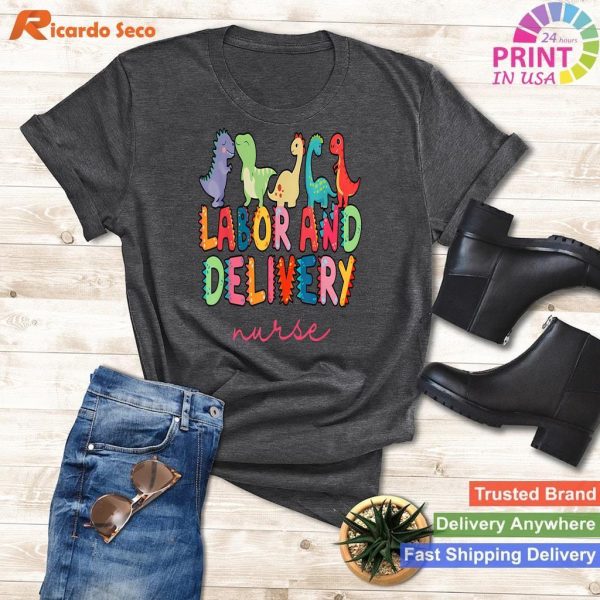 Labor and Delivery Nurse Cute Dinosaur L&D Nurse T-shirt
