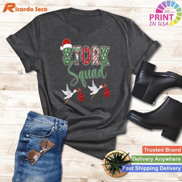 Labor And Delivery Nurse Stork Squad Christmas Obstetrics Tee