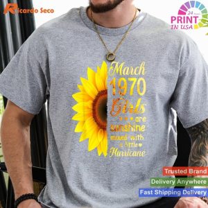 March Girls 1970 - Sunflower Shirt for 53rd Birthday Celebration