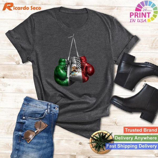 Mexican Pride Boxing Gloves T-Shirt - Mexico Vintage Flag Shirt T-shirt