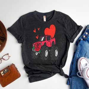 Monster Truck Heart Adorable Valentine Is Tee for Toddlers