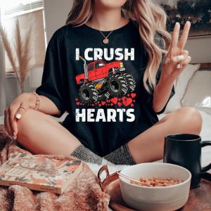 Monster Truck Love I Crush Heart Valentine is Tee for Boys