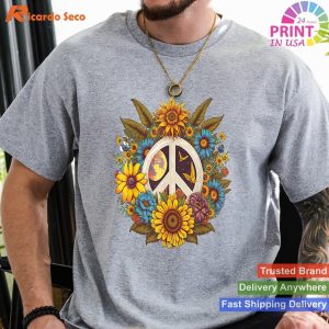 More Hippie Love - Daisy Peace Sign Retro Flower Sunflower Tee